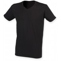 T-SHIRT HOMME EXTENSIBLE COL V SKINNI FIT